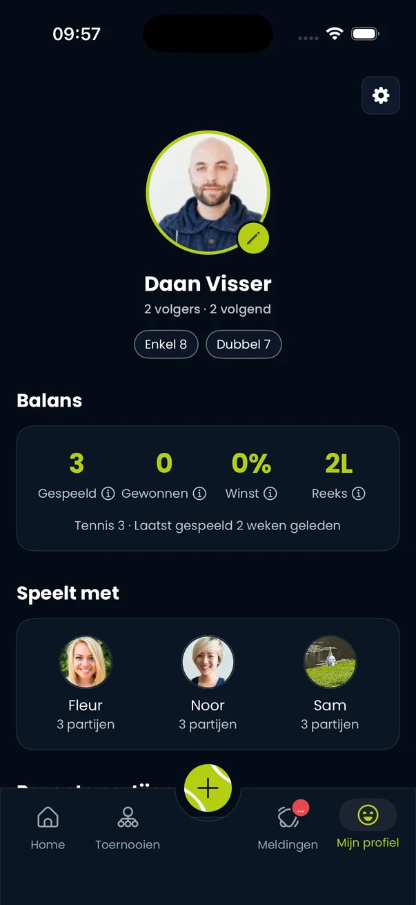 A member's profile with their record